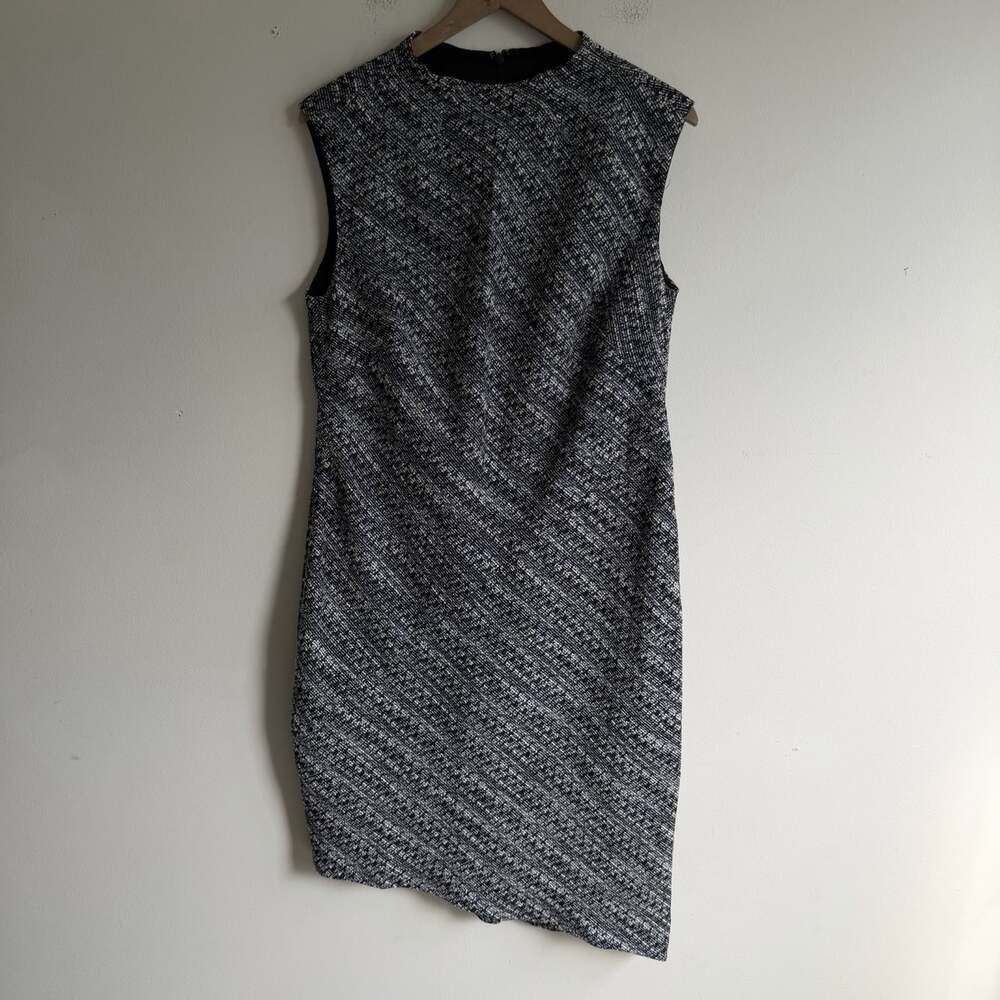 NWT Banana Republic Asymmetrical Sheath Dress Black White Size 14 Tweed Office